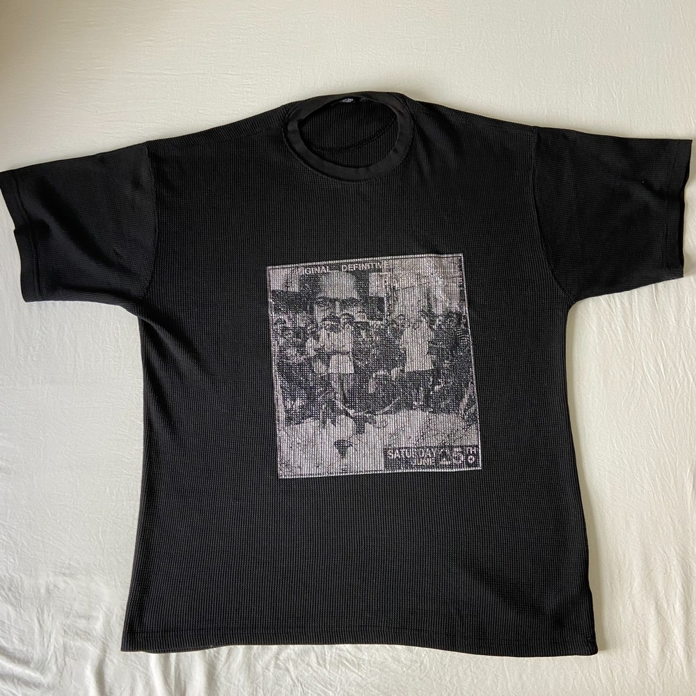 Vintage Issac Wolf Waffle Knit Shirt Graphic says Saturday June 25th